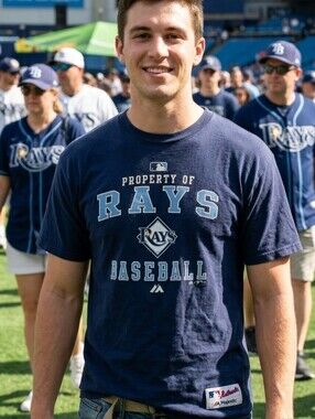 Tampa Bay Rays MLB T Shirt Majestic Unisex M Navy Blue Baseball Tee